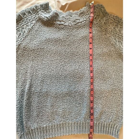 Haband! Powder Blue Short Sleeve Lace Knit Top sz L - Picture 5 of 6